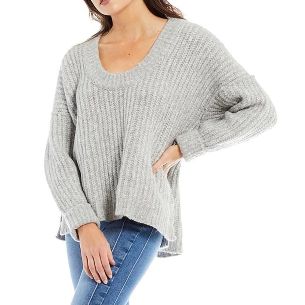 🎁Free People Blue Bell Scoop Neck Cable Knit Oversized Sweater